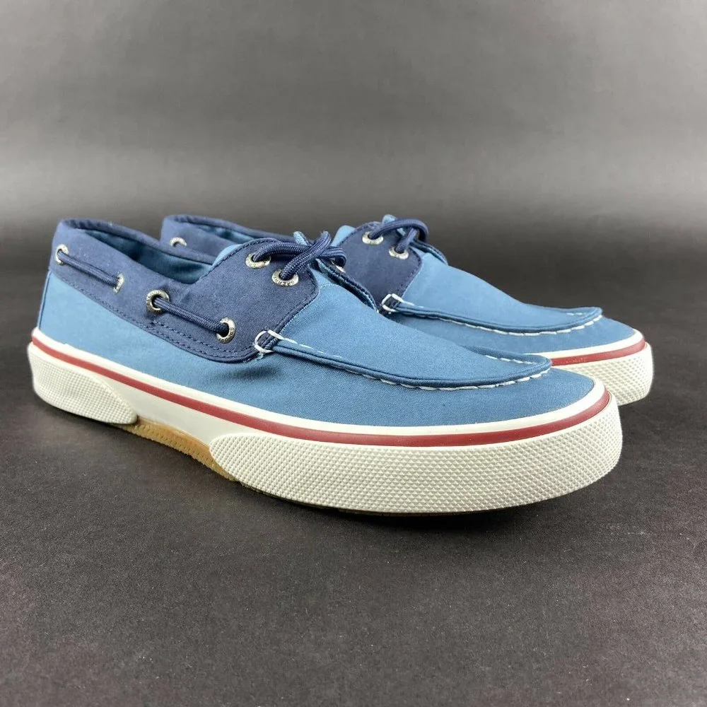 Sperry Men's Halyard 2-Eyed Memory Foam Nautical Navy Blue Boat Shoe Size 8
